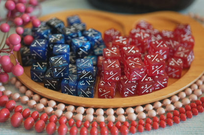 Counter Dice + / - , Magic TCG, Fire & Ice Marble Color Theme, perfect for any magic the gather deck! Edh, Cedh Magic Deck! Great MTG Gift!