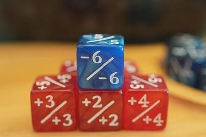 Counter Dice + / - , Magic TCG, Fire & Ice Marble Color Theme, perfect for any magic the gather deck! Edh, Cedh Magic Deck! Great MTG Gift!
