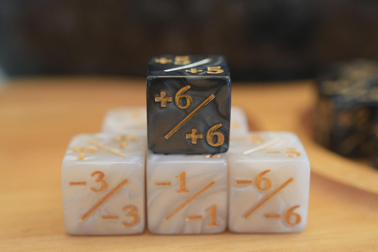 Counter Dice + / - , Magic TCG, Black White Marble Color Theme, perfect for any magic the gather deck! Edh, Cedh Magic Deck! Great MTG Gift!