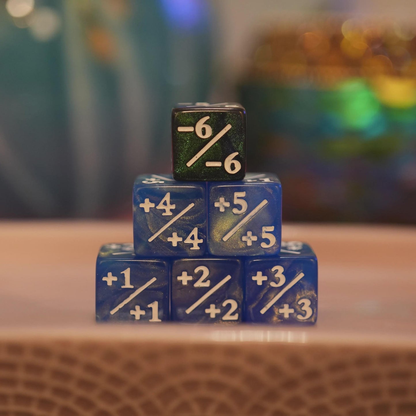 Counter Dice + / - , Magic TCG, Blue and Green Galaxy Theme, perfect for any magic the gather deck! Edh, Cedh MTG ! Great gift for nerds!