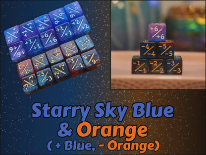 Counter Dice + / - , Magic TCG, Starry Sky Blue & Orange, perfect for any magic the gather deck! Edh, Cedh Magic Deck! Great gift for nerds!