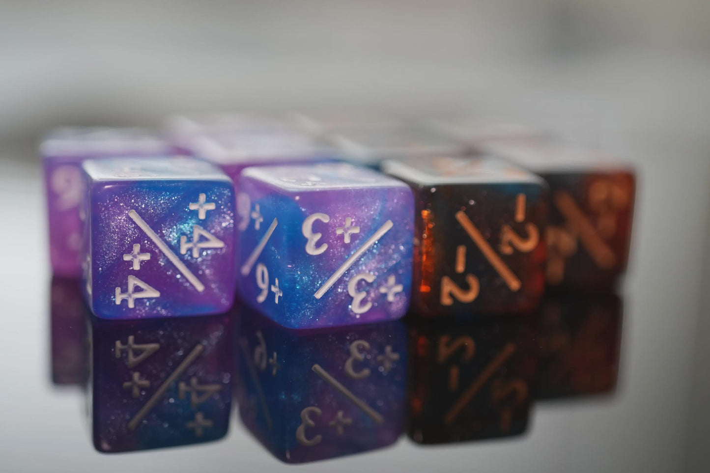 Counter Dice + / - , Magic TCG, Starry Sky Blue & Orange, perfect for any magic the gather deck! Edh, Cedh Magic Deck! Great gift for nerds!