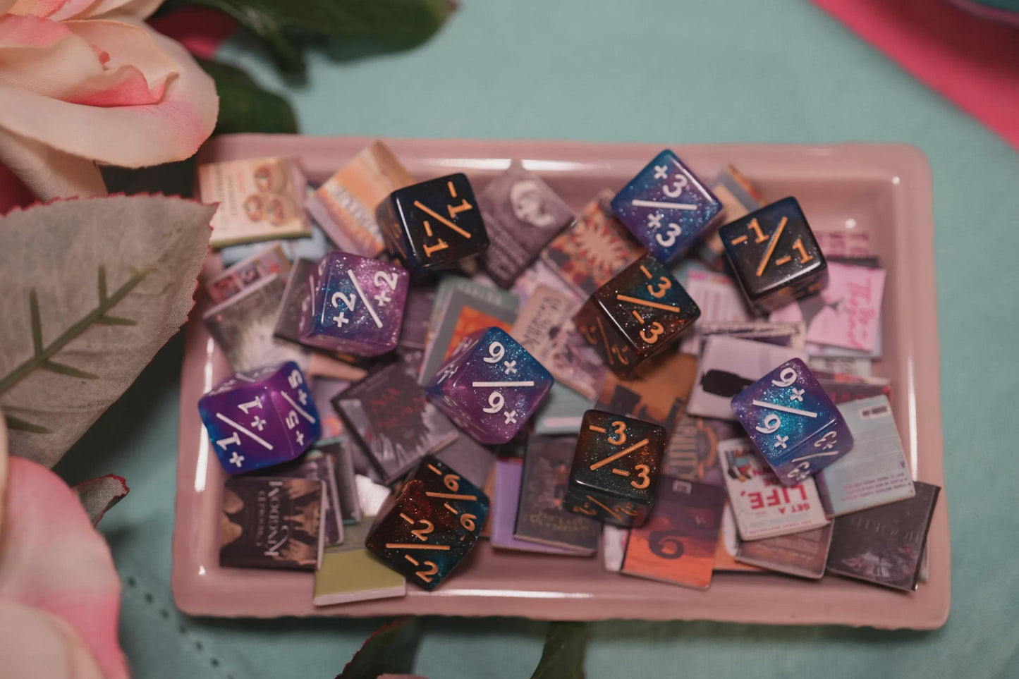 Counter Dice + / - , Magic TCG, Starry Sky Blue & Orange, perfect for any magic the gather deck! Edh, Cedh Magic Deck! Great gift for nerds!