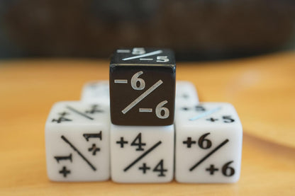 Counter Dice + / - , Magic TCG, Black White Matte Color Theme, perfect for any magic the gather deck! Edh, Cedh Magic Deck! Great MTG Gift!