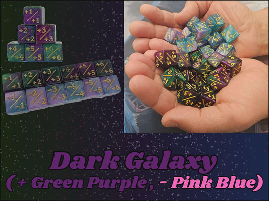 Counter Dice + / - , Magic TCG, Dark Galaxy Theme, perfect for any magic the gather deck! Edh, Cedh Magic Deck! Great MTG gift for nerds!