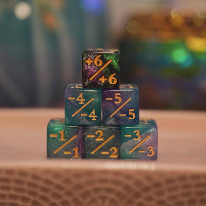 Counter Dice + / - , Magic TCG, Dark Galaxy Theme, perfect for any magic the gather deck! Edh, Cedh Magic Deck! Great MTG gift for nerds!