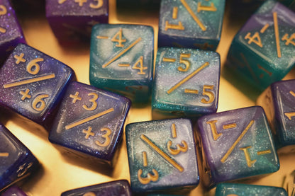 Counter Dice + / - , Magic TCG, Light Galaxy Theme, perfect for any magic the gather deck! Edh, Cedh Magic Deck! Great gift for nerds!