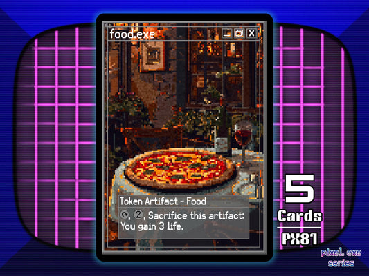 5x Food Token Pizza MTG Artifact - Pixel Tokens by Teddy PX81