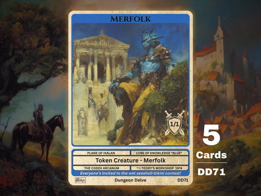 5x Merfolk 1/1 Blue MTG Token - Teddy's Workshop DD71