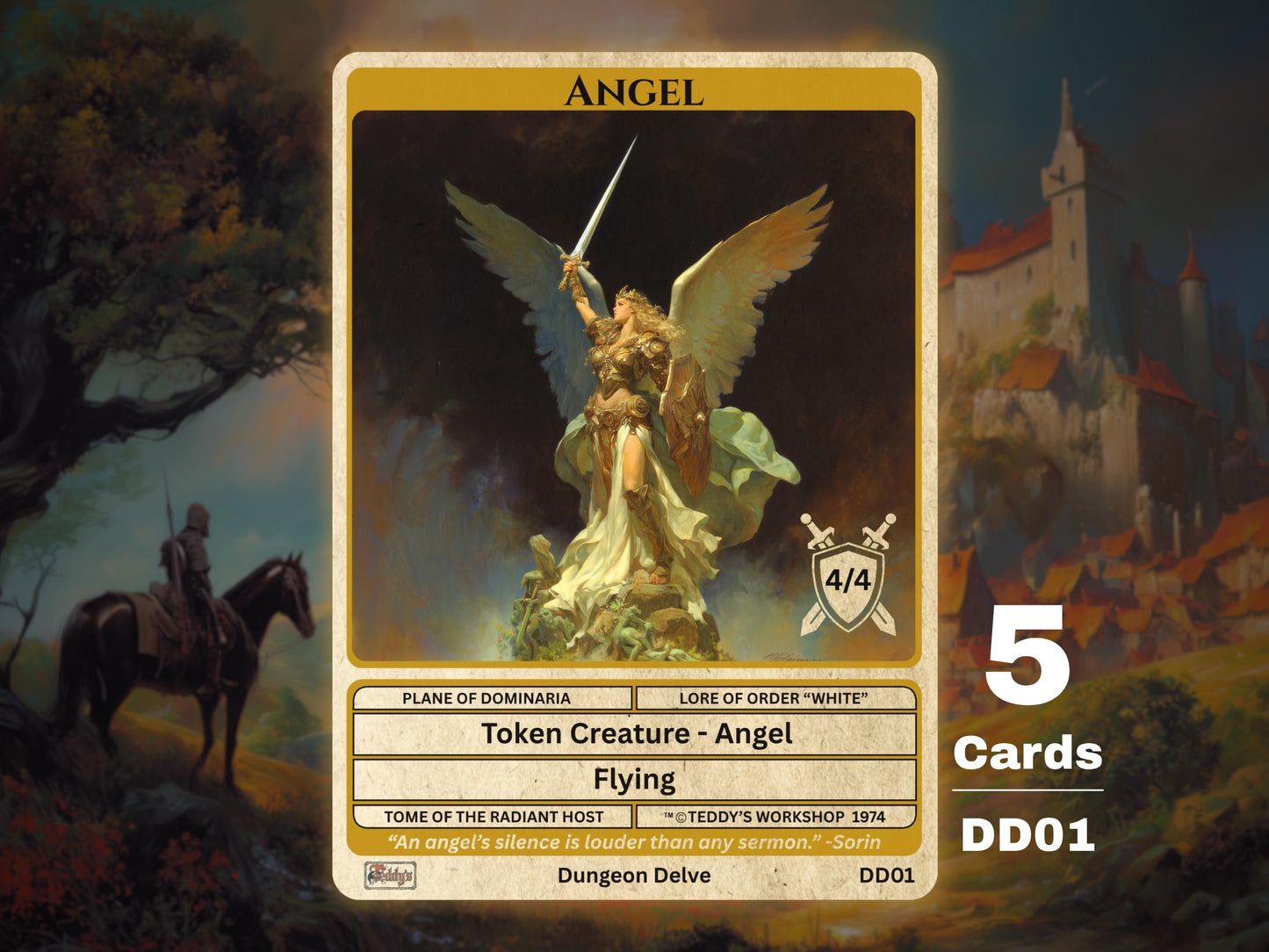 5x Angel 4/4 Flying MTG Token - Teddy's Workshop DD01