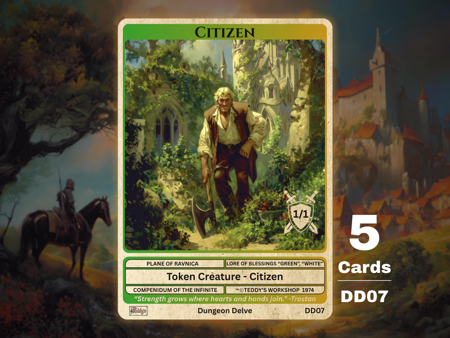 5x Citizen 1/1 MTG Token Green White Selesnya - Teddy's Workshop DD07