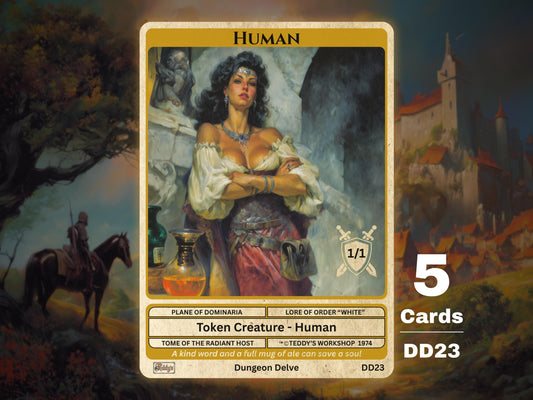 5x Human 1/1 White MTG Token - Teddy's Workshop DD23