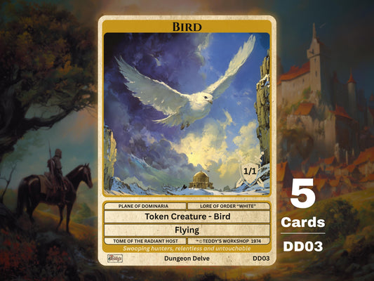 5x Bird (White) 1/1 Flying MTG Token - Teddy's Workshop DD03