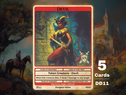 5x Devil 1/1 Red MTG Token - Teddy's Workshop DD11