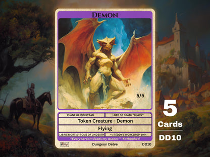 5x Demon 5/5 Flying MTG Token - Teddy's Workshop DD10