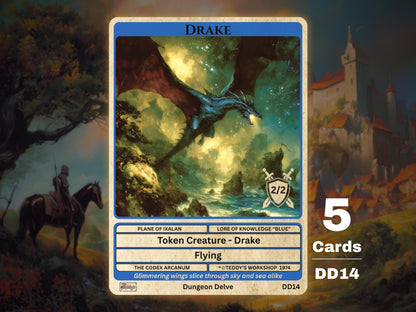 5x Drake 2/2 Flying MTG Token - Teddy's Workshop DD14