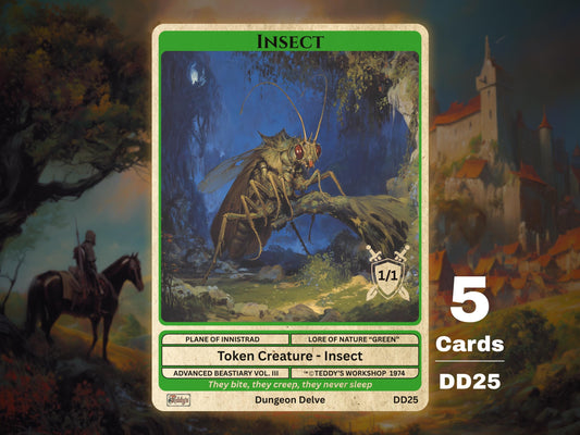 5x Insect 1/1 Green MTG Token - Teddy's Workshop DD25