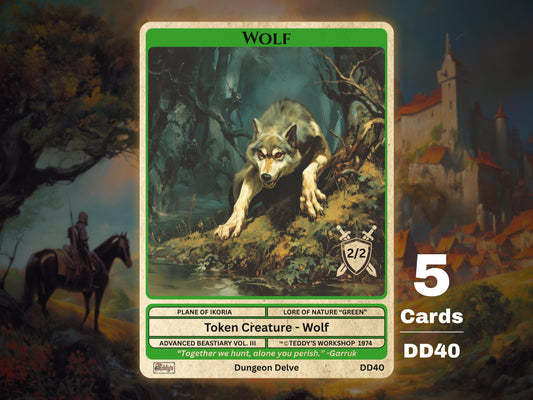 5x Wolf 2/2 Green MTG Token - Teddy's Workshop DD40