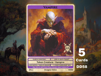 5x Vampire 1/1 Black MTG Token - Teddy's Workshop DD58