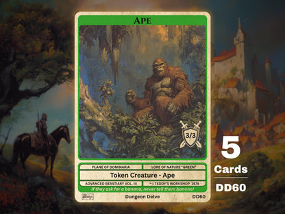 5x Ape 3/3 Green MTG Token - Teddy's Workshop DD60