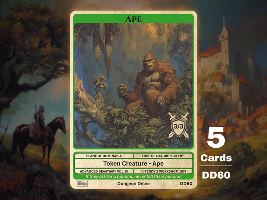5x Ape 3/3 Green MTG Token - Teddy's Workshop DD60