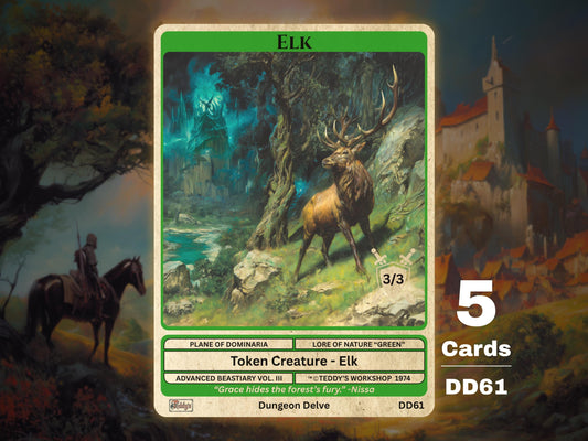 5x Elk 3/3 Green MTG Token - Teddy's Workshop DD61