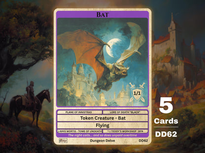 5x Bat 1/1 Flying Black MTG Token - Teddy's Workshop DD62