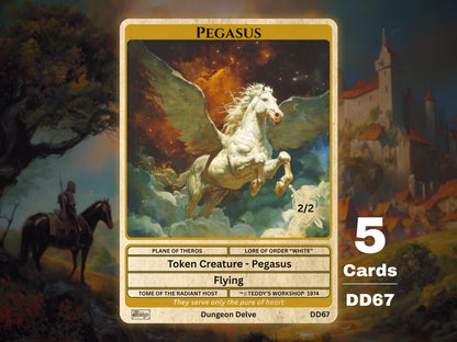 5x Pegasus 2/2 Flying MTG Token - Teddy's Workshop DD67