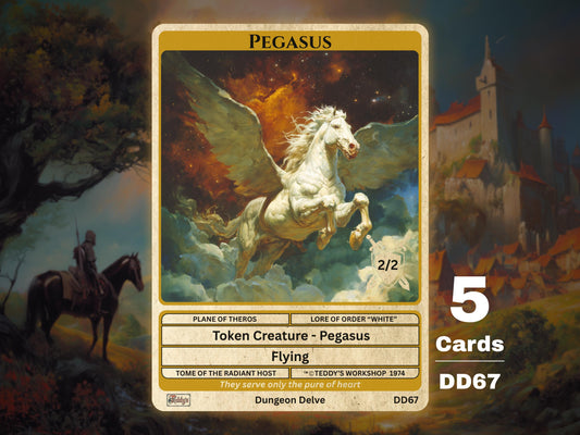 5x Pegasus 2/2 Flying MTG Token - Teddy's Workshop DD67