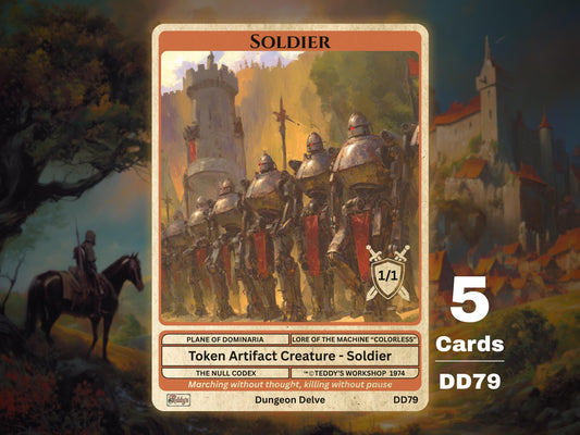 5x Soldier 1/1 Colorless MTG Token - Teddy's Workshop DD79