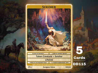 5x Soldier 1/1 Lifelink White MTG Token - Teddy's Workshop DD115