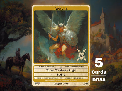5x Angel 3/3 Flying MTG Token - Teddy's Workshop DD84