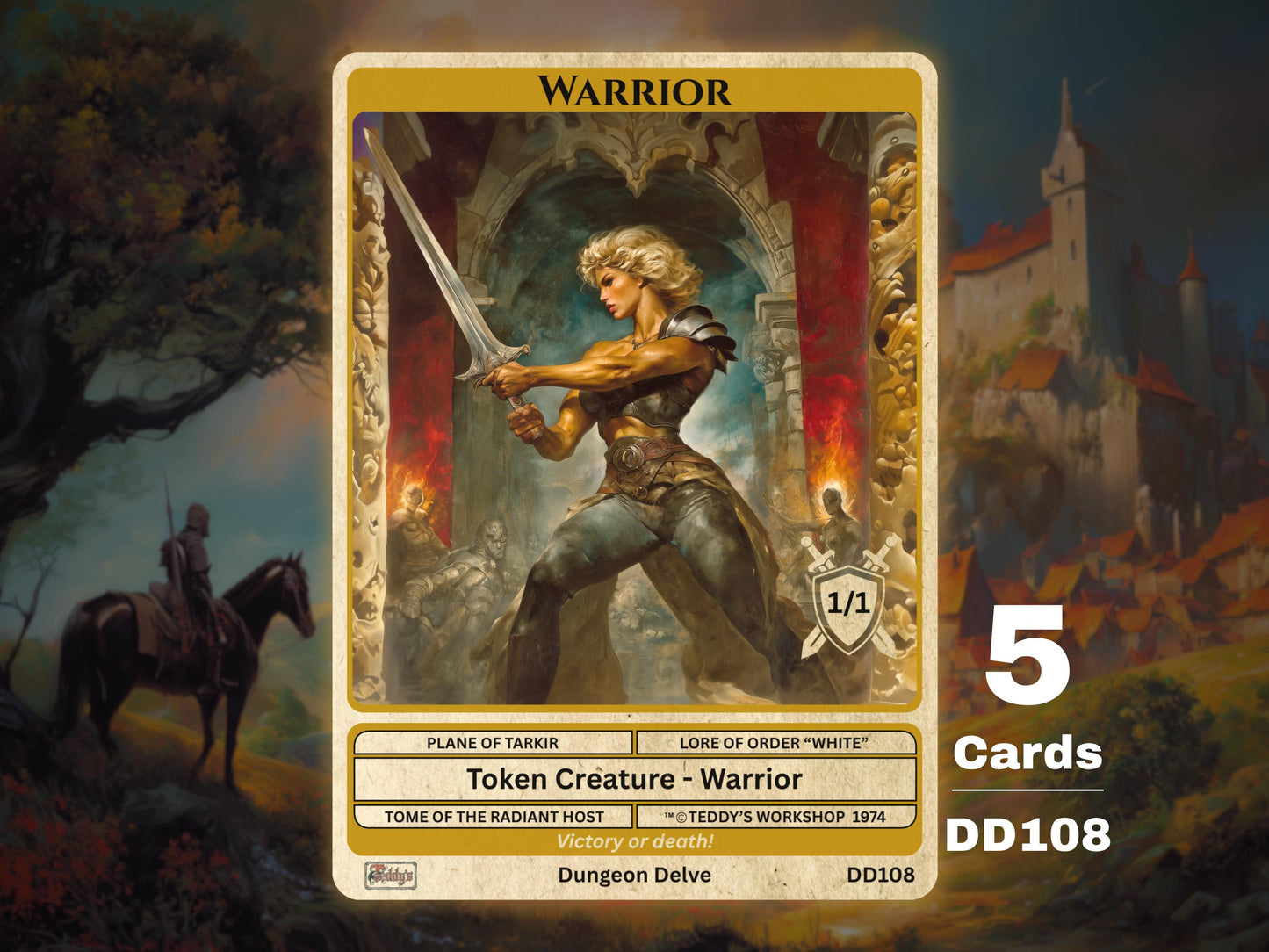5x Warrior 1/1 White MTG Token - Teddy's Workshop DD108