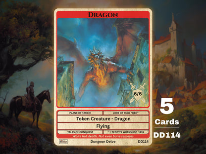 5x Dragon 6/6 Flying MTG Token - Teddy's Workshop DD114