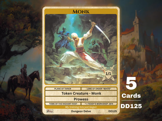 5x Monk 1/1 Prowess MTG Token - Teddy's Workshop DD125