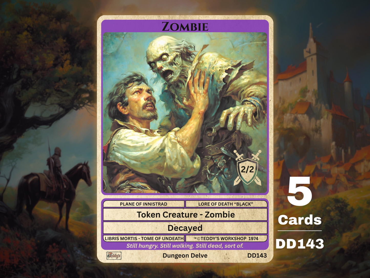 5x Zombie 2/2 Decayed MTG Token - Teddy's Workshop DD143