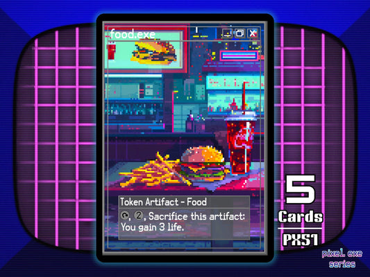 5x Food Token Burger MTG Artifact - Pixel Tokens by Teddy PX51