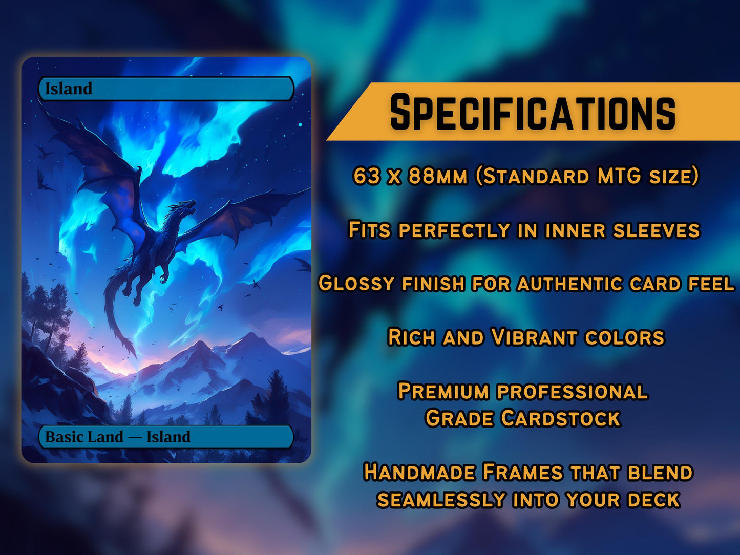 Dragon Basic Lands - Unique Full-art Dragon Themed Custom Magic proxies - Perfect Gift - High Quality Basic Lands for all formats!
