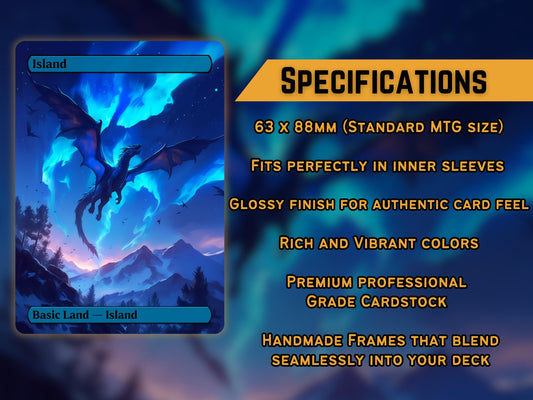 Dragon Basic Lands - Unique Full-art Dragon Themed Custom Magic proxies - Perfect Gift - High Quality Basic Lands for all formats!