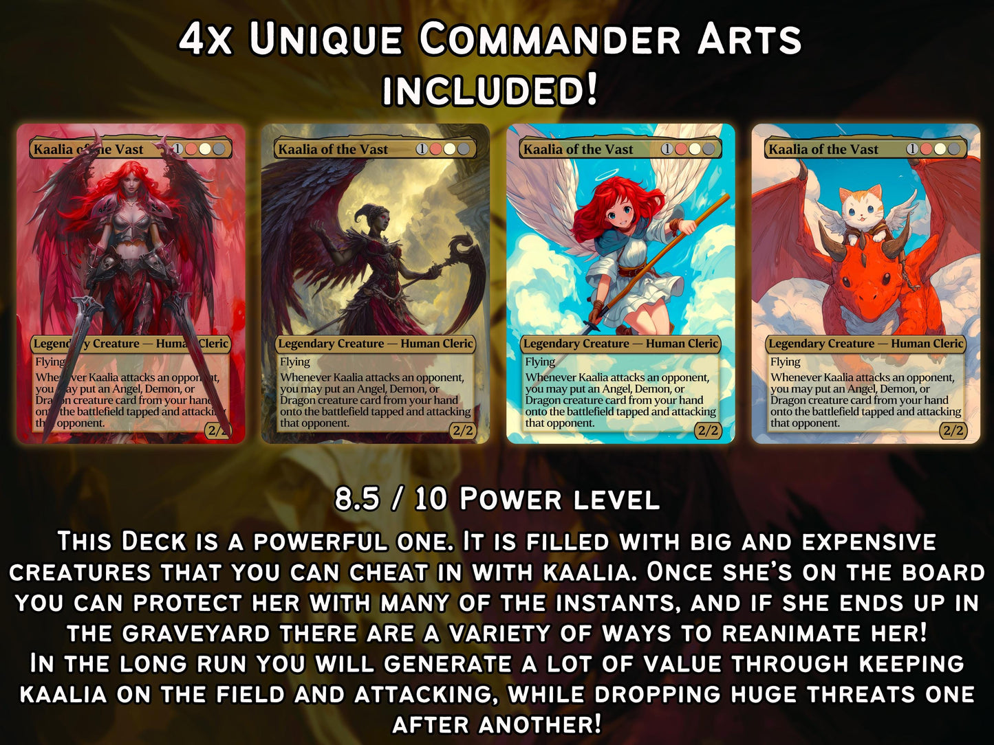 Kaalia of the Vast - Angel Dragon Demon Tribal - Proxy Deck - Perfect Magic Gift - Tokens Included