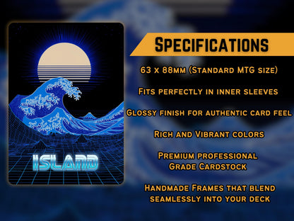 Neon Retrowave Basic Lands - Unique Full-art Vaporwave Basic Lands - Perfect Gift - High Quality Basic Lands for all formats!