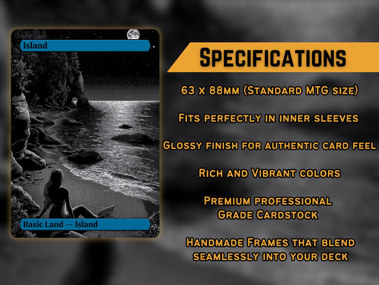Black and White Basic Lands - Unique Full-art Dark Fantasy B&W Basic Lands - Perfect Gift - High Quality Basic Lands for all formats!
