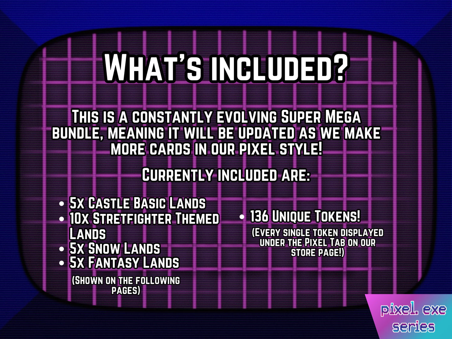 Mega Pixel EDH Token & Land Bundle - 161 Pixel Style cards for your MTG Pod - Perfect gift for MTG players