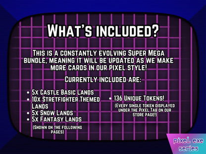 Mega Pixel EDH Token & Land Bundle - 161 Pixel Style cards for your MTG Pod - Perfect gift for MTG players