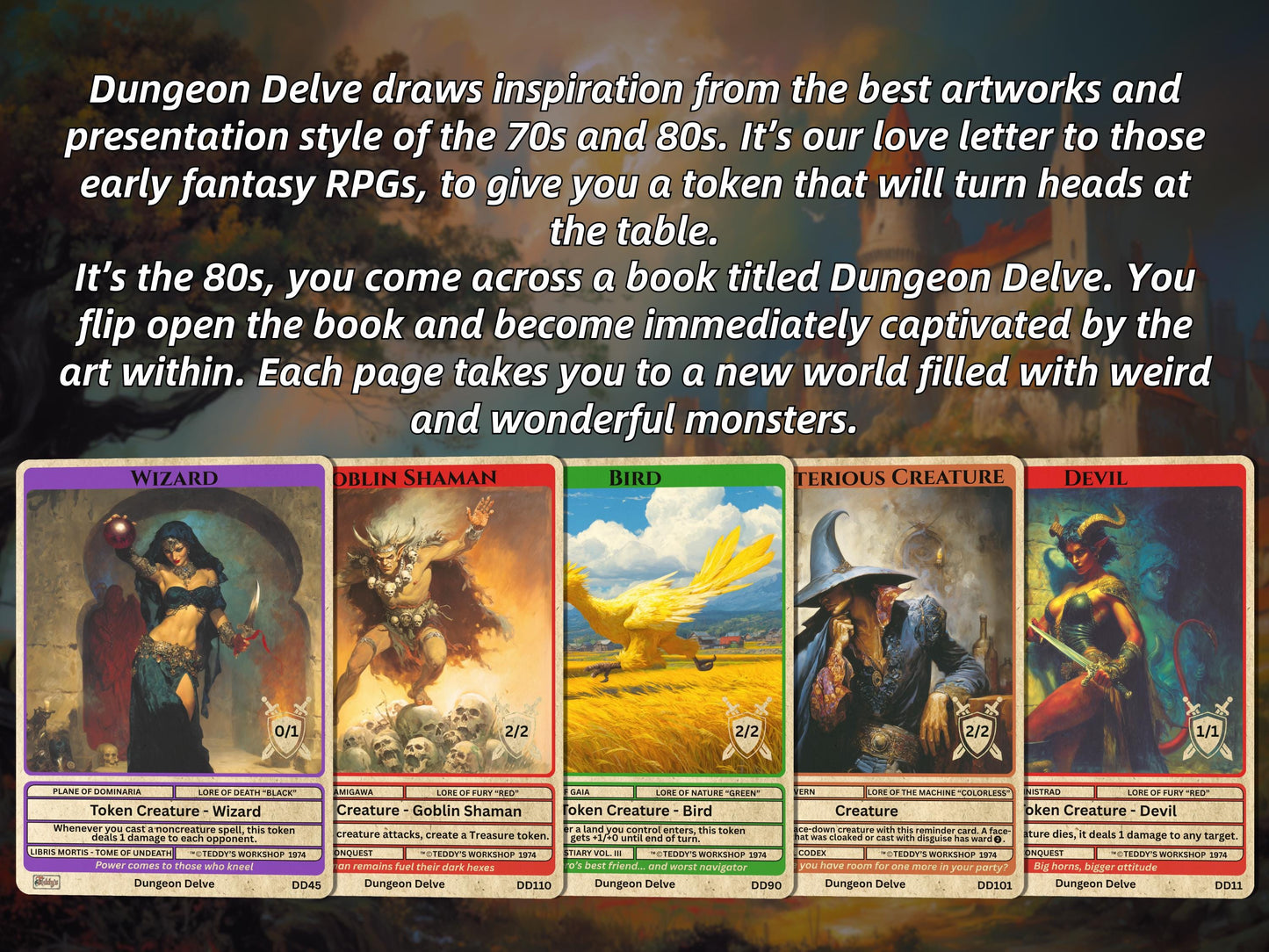 Dungeon Delve Mega Token Bundle - 120 Vintage D&D Style cards for your MTG Pod - Perfect gift for MTG players