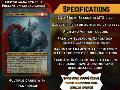 Edgar Markov - Vampire Aristocrats Tribal - Proxy Deck - Perfect Magic Gift - Tokens Included!