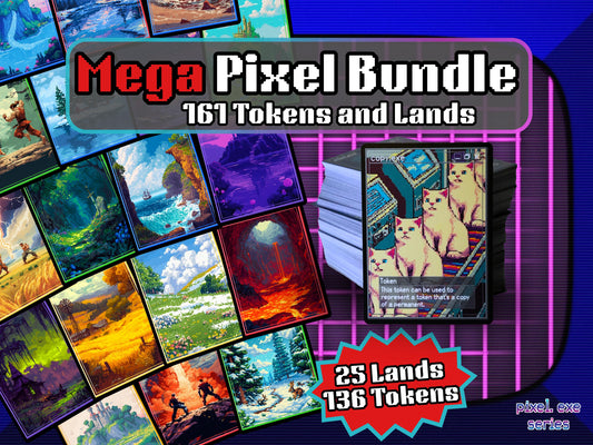 Mega Pixel EDH Token & Land Bundle - 161 Pixel Style cards for your MTG Pod - Perfect gift for MTG players