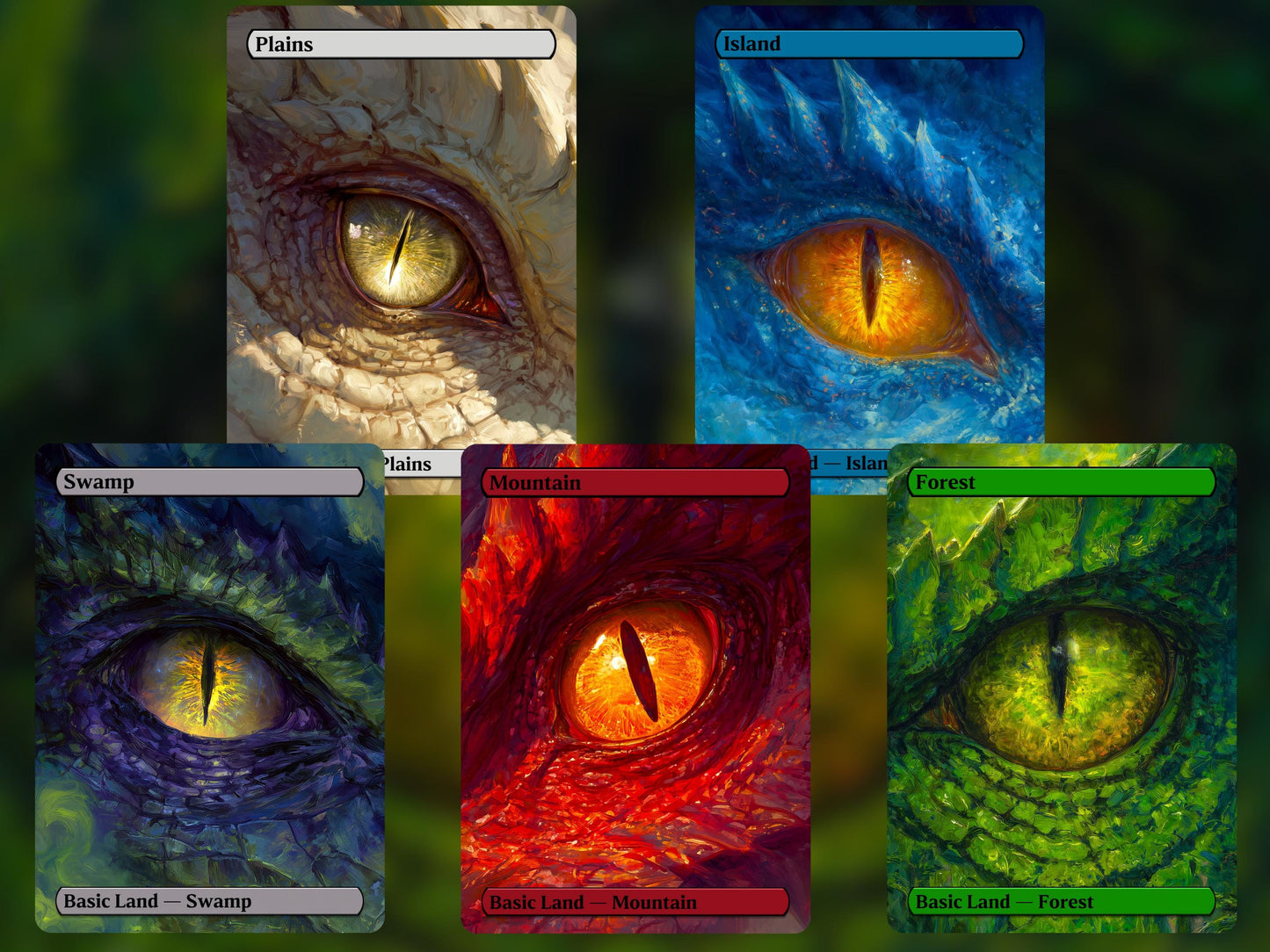 Dragon Eye Basic Lands - Unique Full-art Dragon Eye Basic Lands - Perfect Gift - High Quality Basic Lands for all formats!