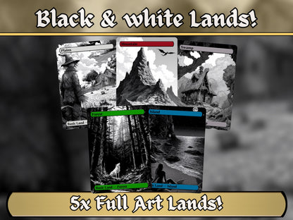 Black and White Basic Lands - Unique Full-art Dark Fantasy B&W Basic Lands - Perfect Gift - High Quality Basic Lands for all formats!