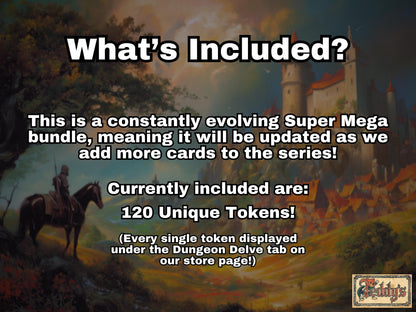Dungeon Delve Mega Token Bundle - 120 Vintage D&D Style cards for your MTG Pod - Perfect gift for MTG players